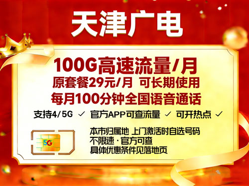 广电29元100G+100分钟【仅发天津市】-卡七七
