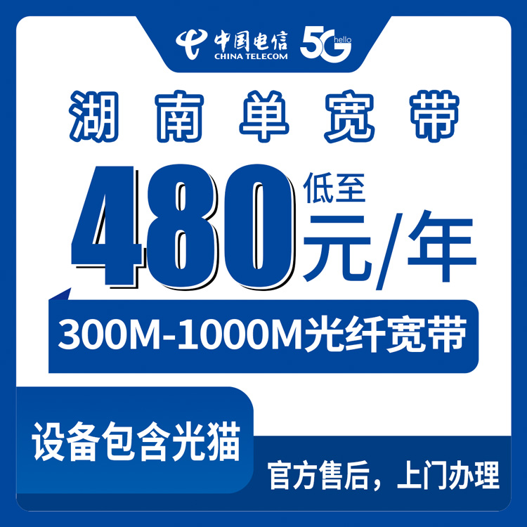 【湖南全省】电信 480-1200元包年 300-1000M  单宽带