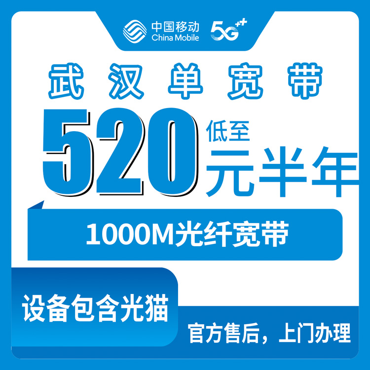 【湖北武汉】移动 520包半年 880包一年 1000M 单宽带套餐
