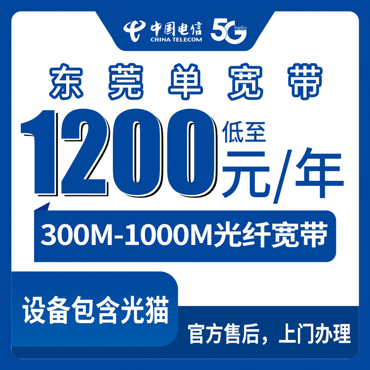 【广东东莞】电信  1200-2300包年 300-1000M   单宽带套餐